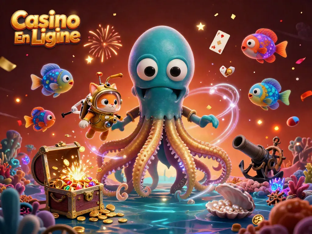 Explorez les opportunités des jeux chez Casino En Ligne avec un kraken et des trésors sous-marins.